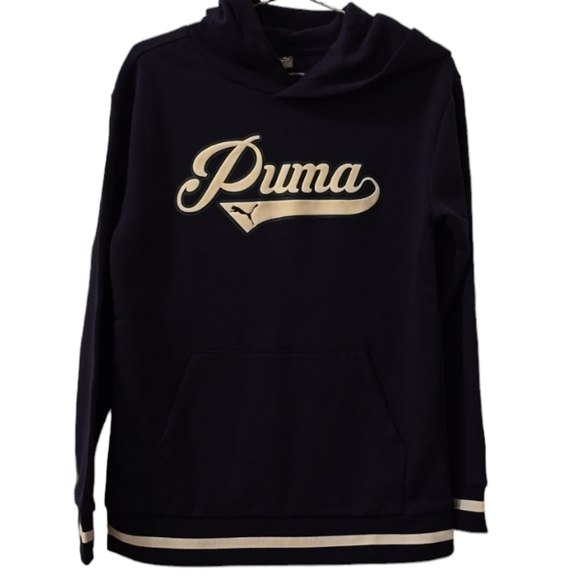 PUMA BRAND SIGNATURE BOYS PULLOVER NAVY HOODIE SIZE MEDIUM - Picture 1 of 10